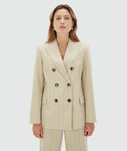 PLEUN regular fit blazer met krijtstreep 