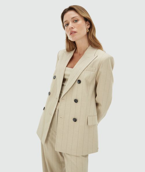 PLEUN regular fit blazer met krijtstreep 