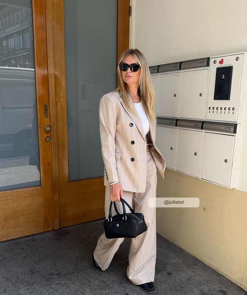 PLEUN regular fit blazer met krijtstreep 