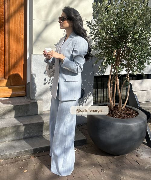 PLEUN regular fit blazer met krijtstreep