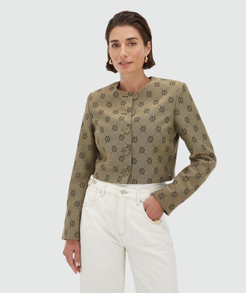 REMI cropped blazer met logoprint
