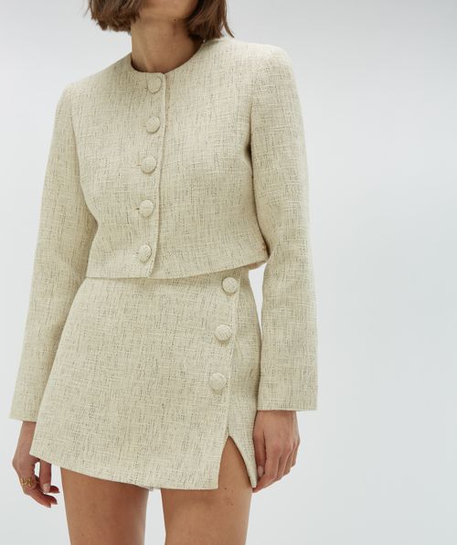 REMI Cropped Bouclé-Blazer mit Lurex