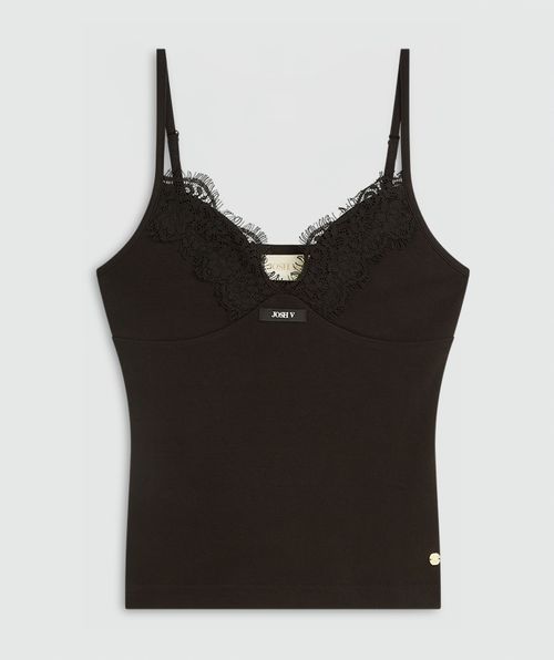 RIVER slim fit top met kant