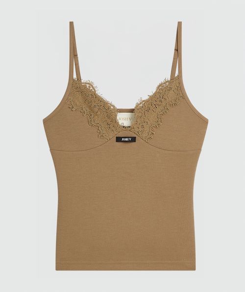 RIVER slim fit top met kant