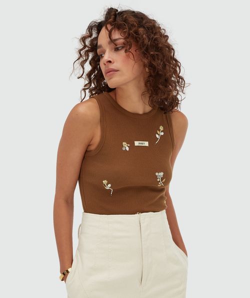 SWANNY slim fit top met kralen details