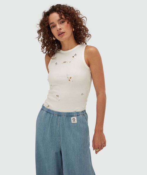 SWANNY slim fit top with beaded details