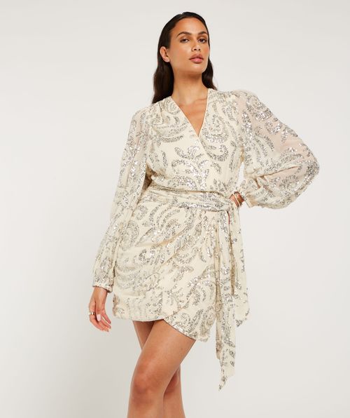 TRINA regular fit wrap dress with sequins