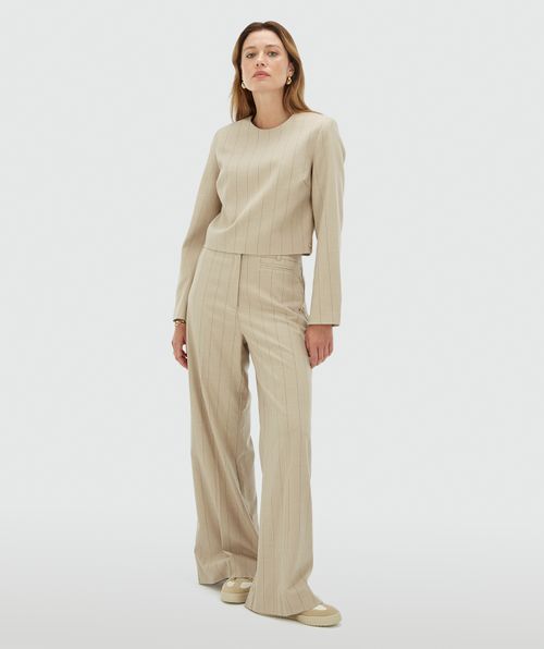VIVANNA cropped regular top met krijtstreep