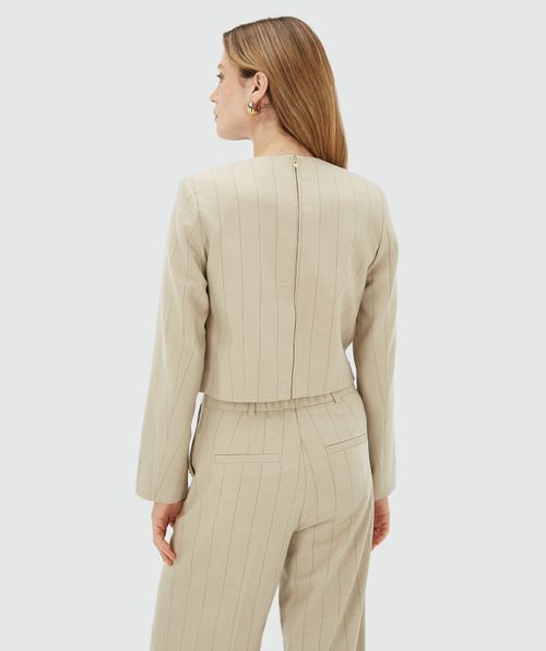 VIVANNA cropped regular top met krijtstreep