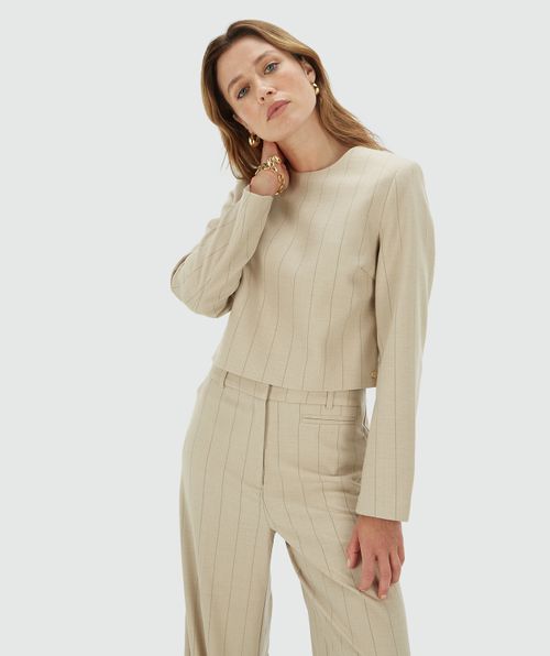 VIVANNA cropped regular top met krijtstreep