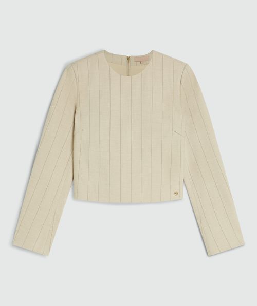 VIVANNA cropped regular top met krijtstreep