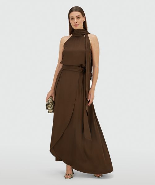 YAMICIA overslag maxi rok in satijn look