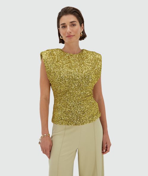 ZIONA slim fit top met pailletten