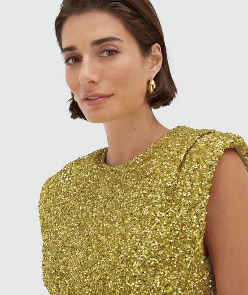 ZIONA slim fit top met pailletten