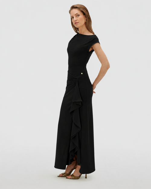 JV-ZYLAS slim fit maxi jurk met ruffles